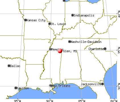 Glen, Mississippi map
