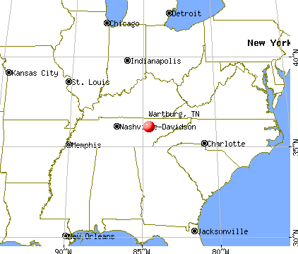 Wartburg, Tennessee map