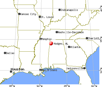 Hodges, Alabama map