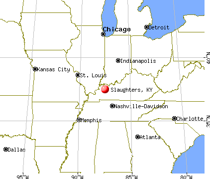 Slaughters, Kentucky map