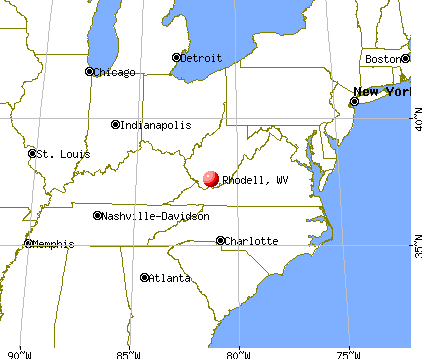 Rhodell, West Virginia map