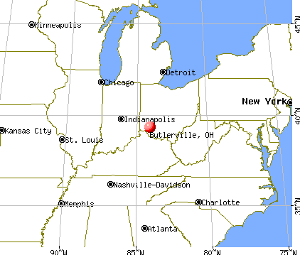 Butlerville, Ohio map