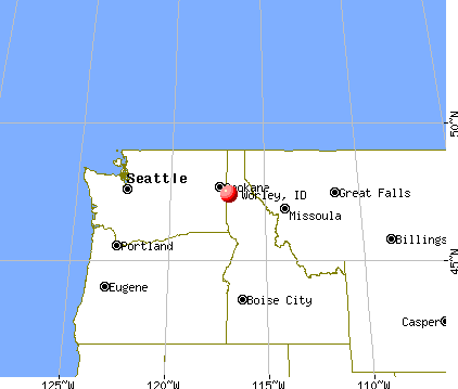 Worley, Idaho map