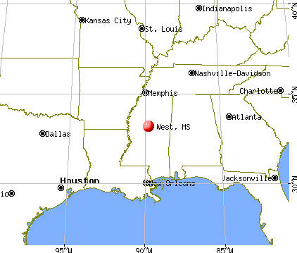 West, Mississippi map