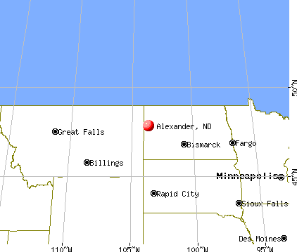 Alexander, North Dakota map