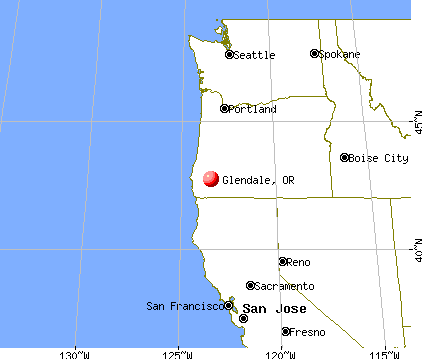 Glendale, Oregon map