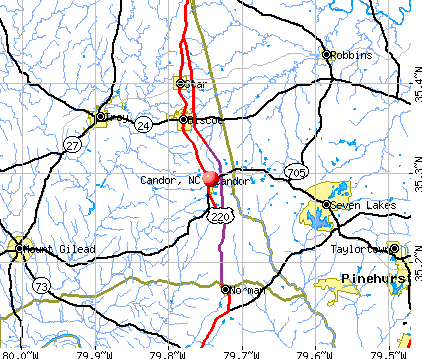 Candor, NC map