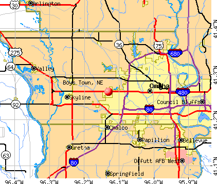 Boys Town, NE map