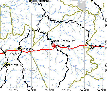 West Union, WV map
