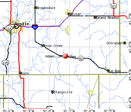 Adams, MN map