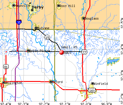 Udall, KS map