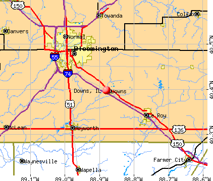 Downs, IL map
