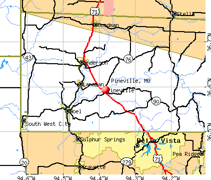 Pineville, MO map