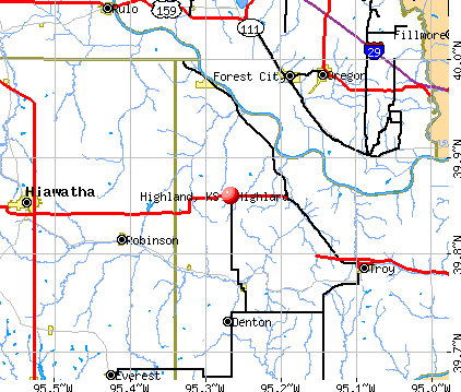 Highland, KS map