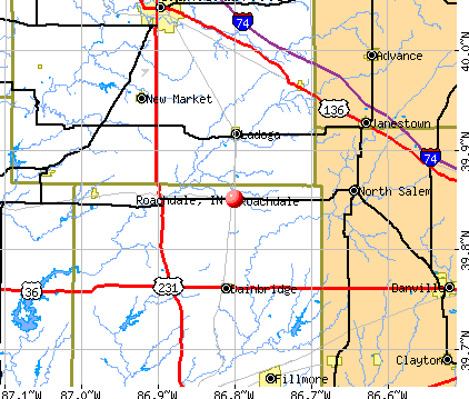 Roachdale, IN map