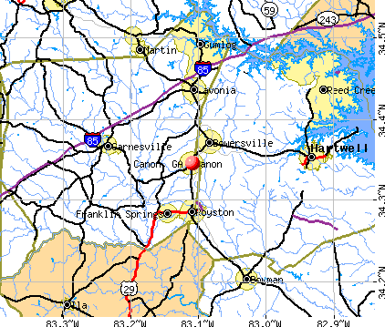 Canon, GA map