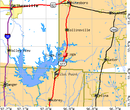 Tioga, TX map
