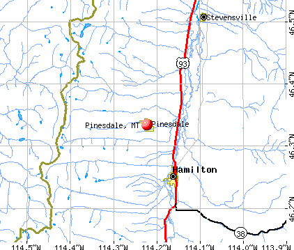 Pinesdale, MT map