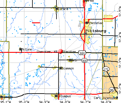 Cherokee, KS map