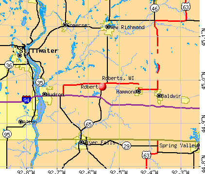 Roberts, WI map