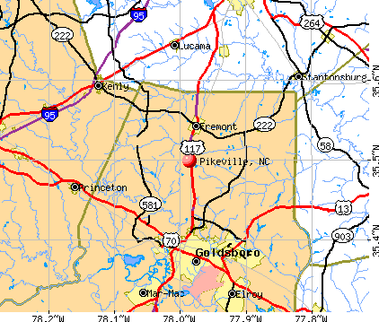 Pikeville, NC map