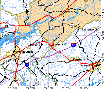 Bulls Gap, TN map