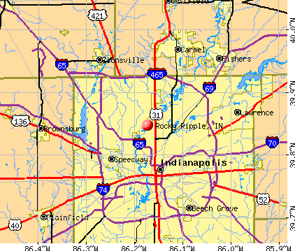 Rocky Ripple, IN map