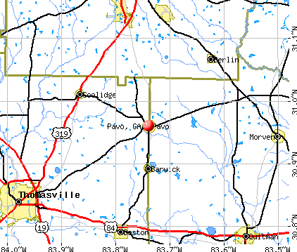 Pavo, GA map