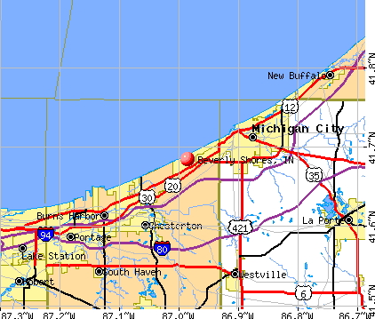 Beverly Shores, IN map