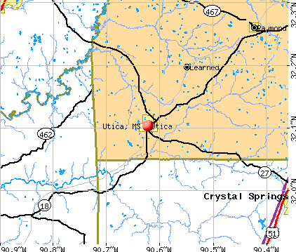 Utica, MS map