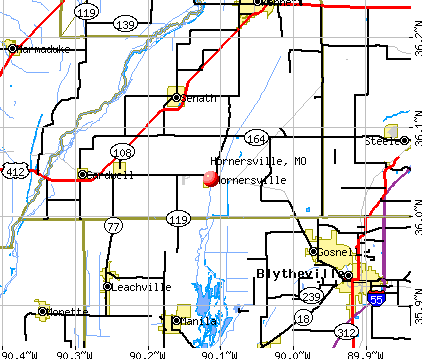 Hornersville, MO map