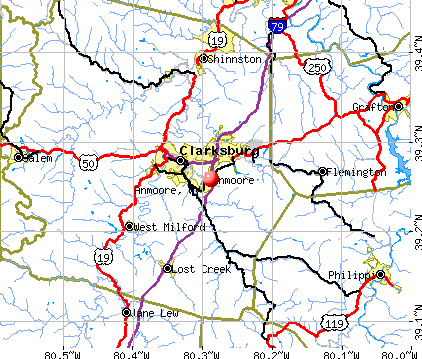 Anmoore, WV map