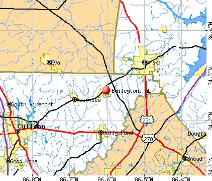 Baileyton, AL map