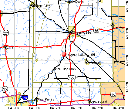 Wayne Lakes, OH map