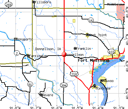 Donnellson, IA map