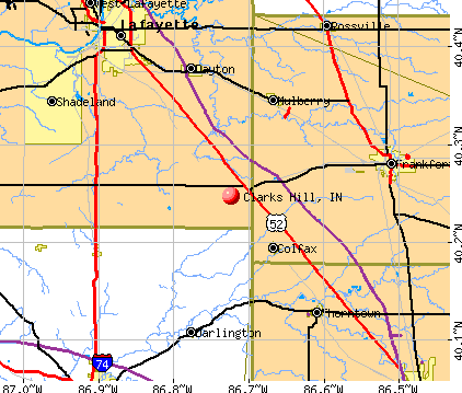 Clarks Hill, IN map