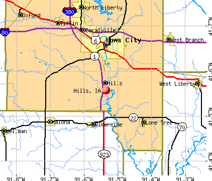 Hills, IA map