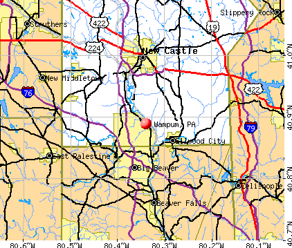 Wampum, PA map