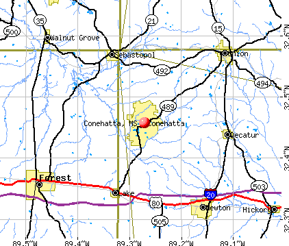 Conehatta, MS map