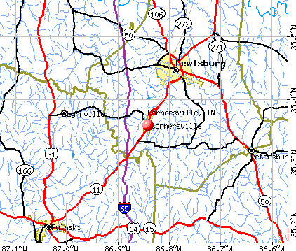 Cornersville, TN map