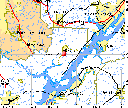 Grant, AL map