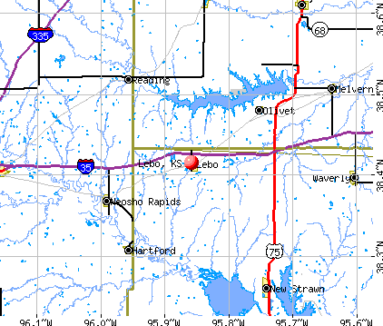 Lebo, KS map