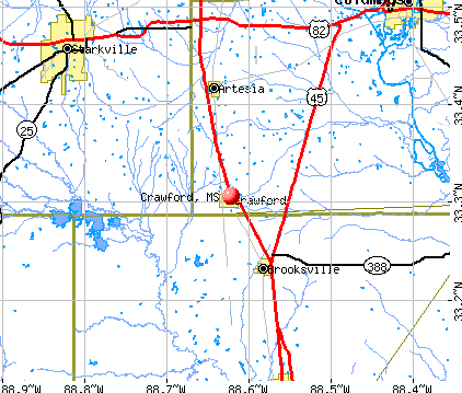 Crawford, MS map