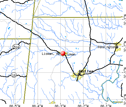 Lisman, AL map