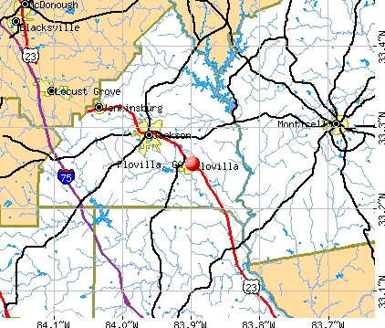 Flovilla, GA map
