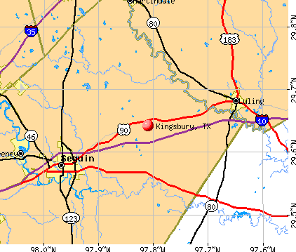 Kingsbury, TX map