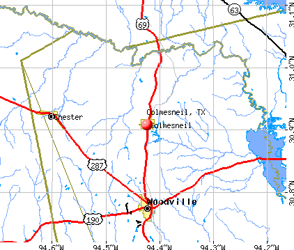 Colmesneil, TX map