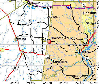 Moores Hill, IN map