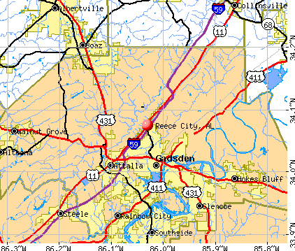 Reece City, AL map
