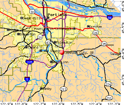 Johnson City, OR map